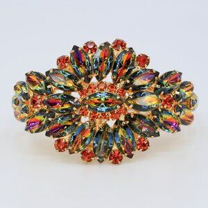 Verified D&E Juliana Colorful Watermelon Rhinestone Clamper Bracelet 1960s